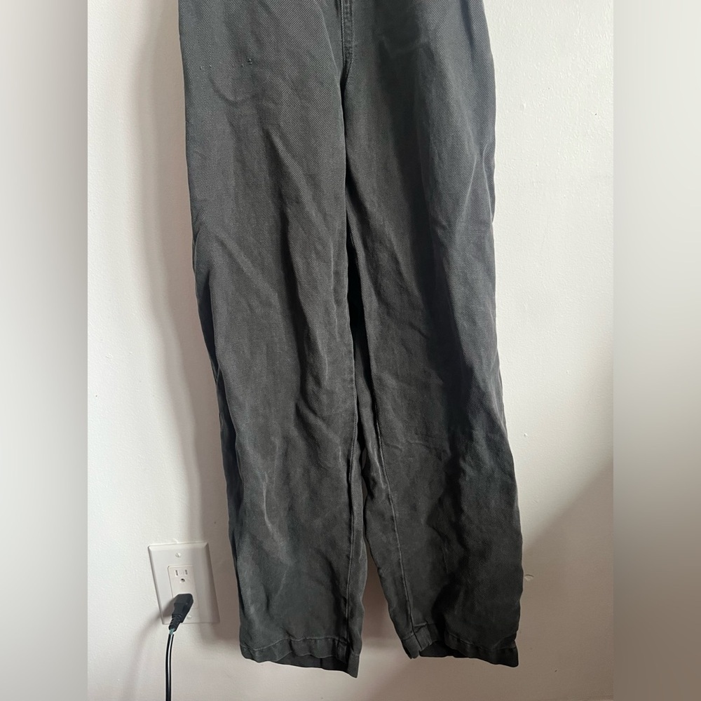 Aerie Charcoal Gray Cotton Werk & Play Twill Adjustable Overalls Jumpsuit XS - Picture 4 of 11
